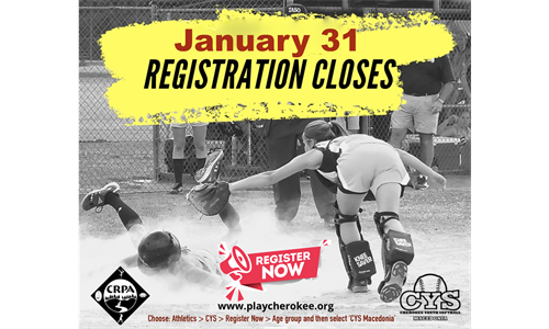 Softball Registration closes January 31st!