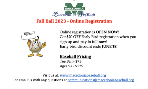 Fall 2023 Online Registration is NOW OPEN!